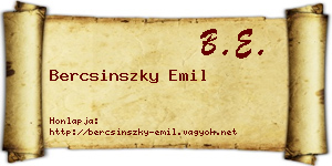 Bercsinszky Emil névjegykártya